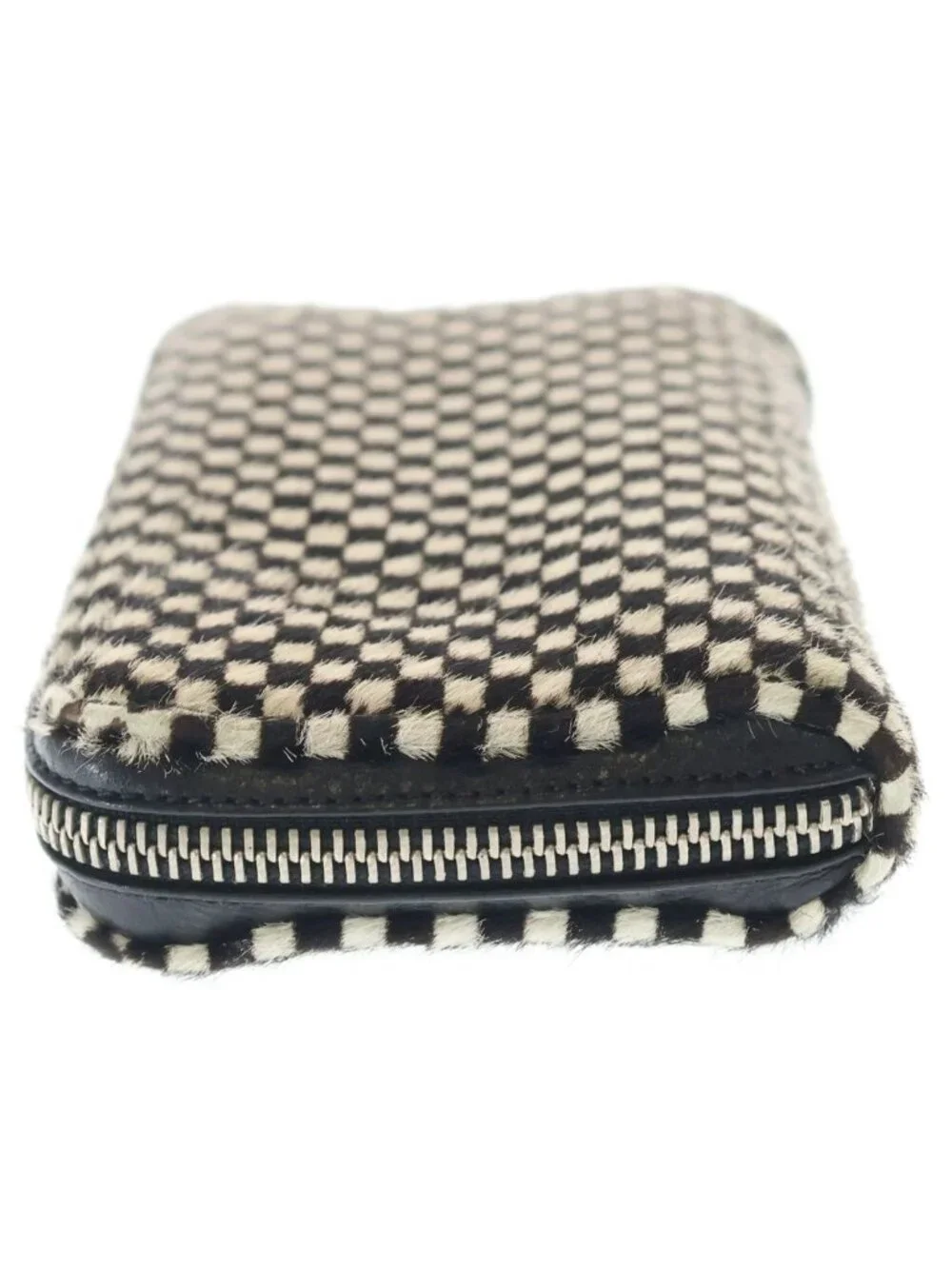 Chrome Hearts Rec Zip Mini Round Zip Calf Hair Leather Wallet